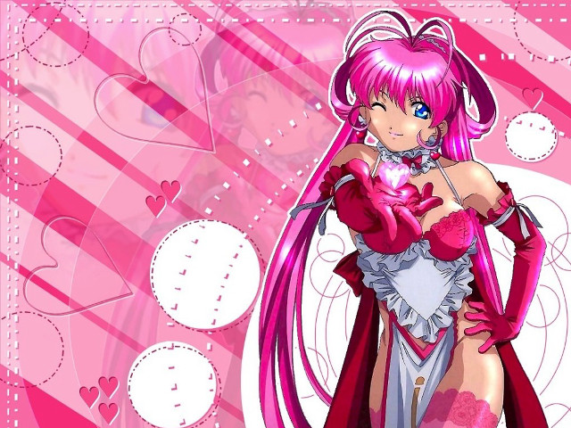 Pink anime girl heart longhair free wallpaper for desktop - medium preview image