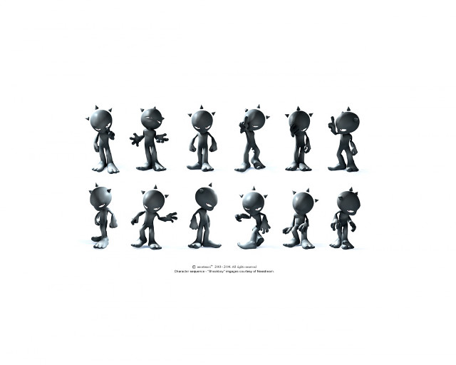 Cartoon figures standing row white free wallpaper for desktop - medium preview image