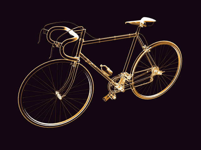 Gold bicycle black background contrast free wallpaper for desktop - medium preview image