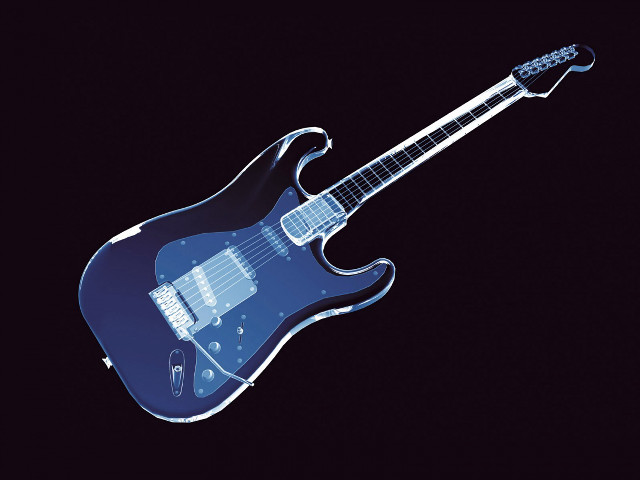 Blue electric guitar holography 3d #2 free wallpaper for desktop - medium preview image
