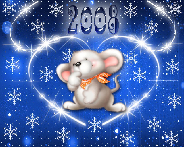 Mouse bow heart snowflakes background #2 free wallpaper for desktop - medium preview image