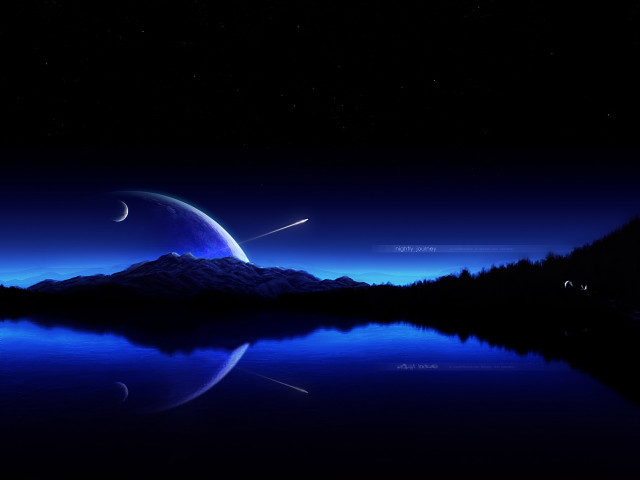 Blue night mountain lake crescent #4 free wallpaper for desktop - medium preview image