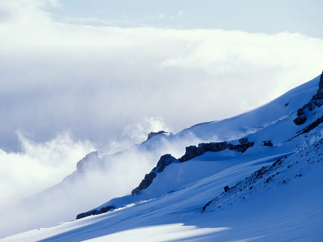Skiing clouds mountain person foreground free wallpaper for desktop - medium preview image