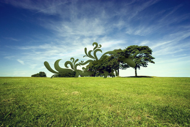 Field trees blue sky clouds #10 free wallpaper for desktop - medium preview image