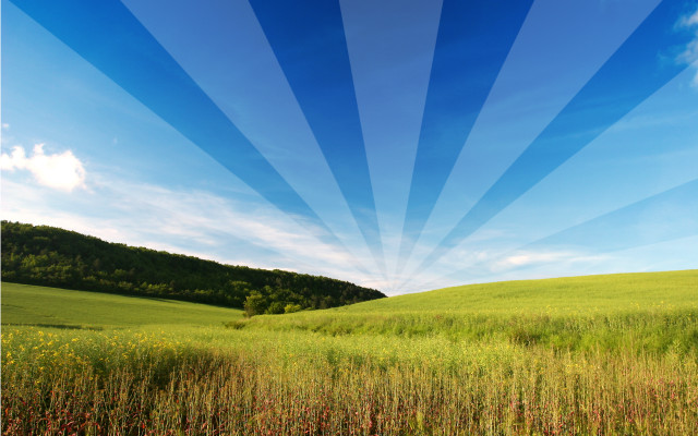 Blue sky sun rays green #2 free wallpaper for desktop - medium preview image