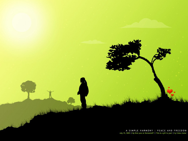 Person hill tree heart sky free wallpaper for desktop - medium preview image