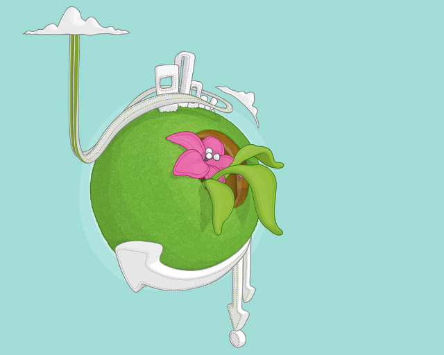 Cartoon character pink flower green #2 free wallpaper for desktop - medium preview image