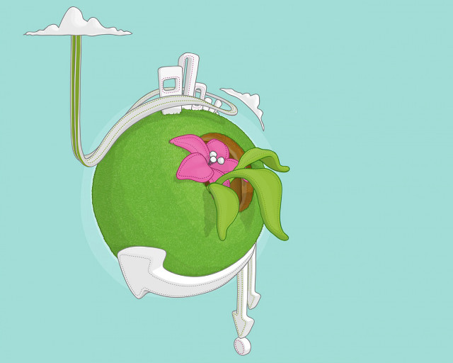 Cartoon character pink flower green free wallpaper for desktop - medium preview image