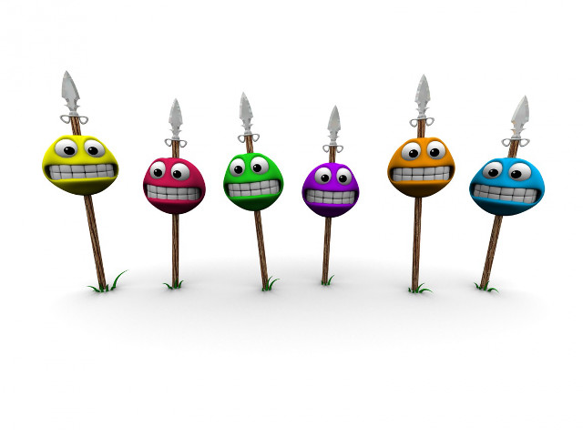Colored balls faces knife group free wallpaper for desktop - medium preview image