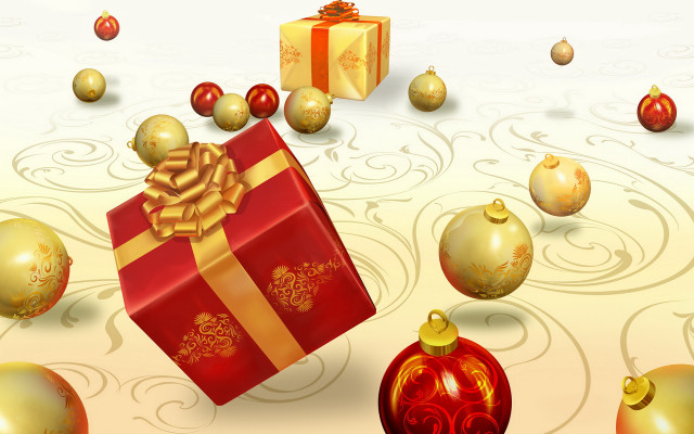 Red gift box gold bow #4 free wallpaper for desktop - medium preview image