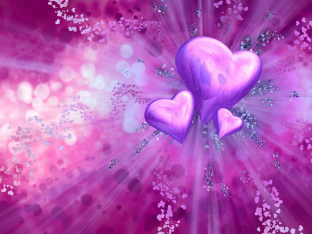 Two hearts pink background stars free wallpaper for desktop - medium preview image