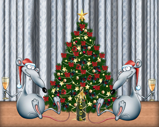 Christmas tree mice sitting next #2 free wallpaper for desktop - medium preview image