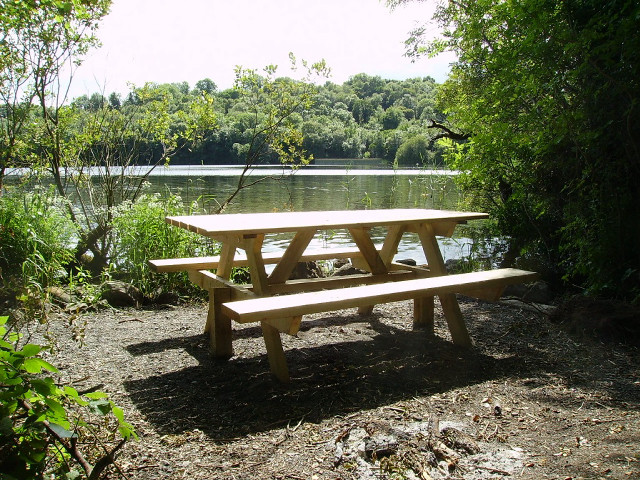Picnic table lake forest lakebank #2 free wallpaper for desktop - medium preview image