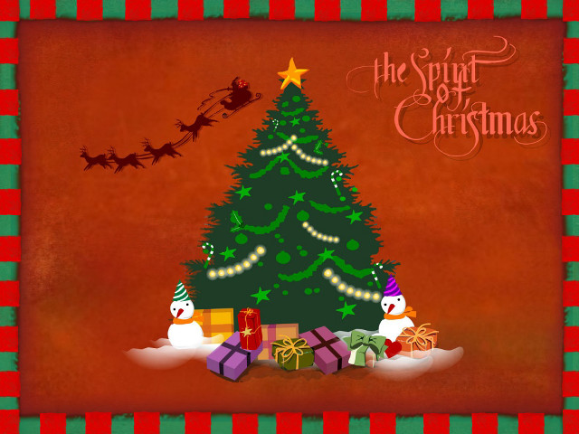 Christmas tree presents santa claus free wallpaper for desktop - medium preview image
