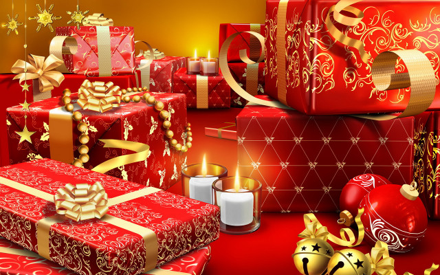 Presents table candles ornaments holiday #3 free wallpaper for desktop - medium preview image
