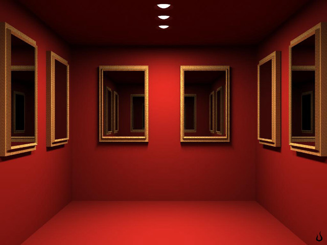 Red room mirrors red floor free wallpaper for desktop - medium preview image