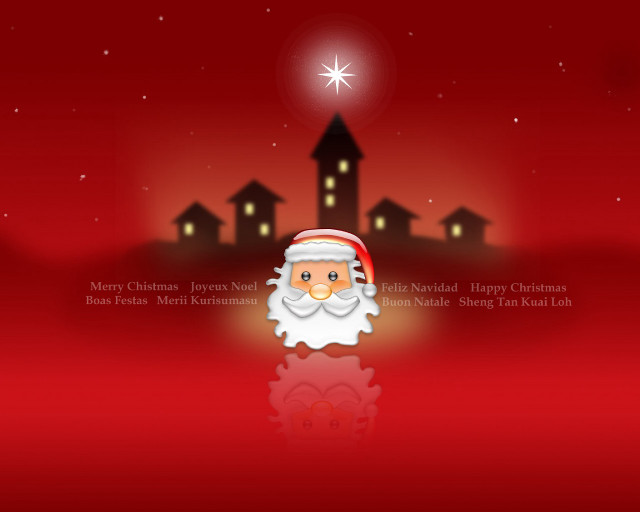 Santa christmas card red background #2 free wallpaper for desktop - medium preview image