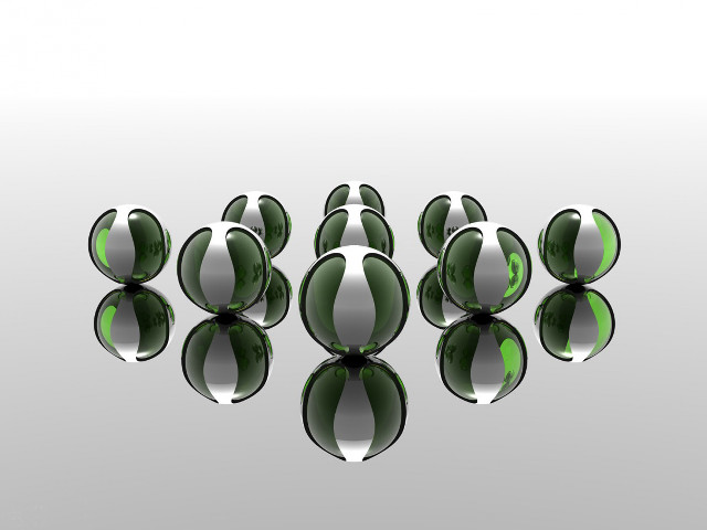Green balls white background reflection #2 free wallpaper for desktop - medium preview image