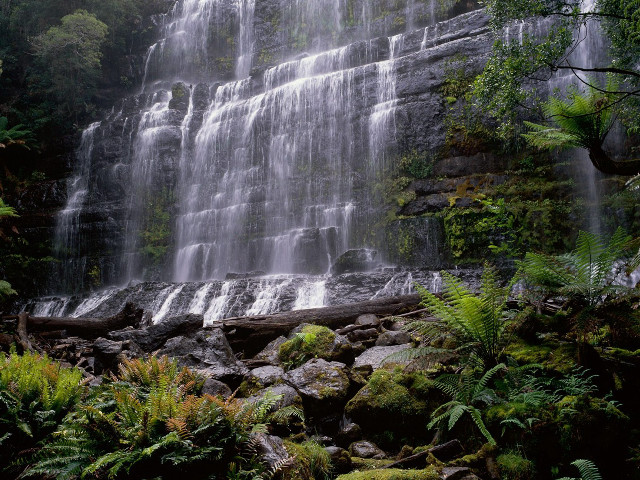 Waterfall water river forest mountain free wallpaper for desktop - medium preview image