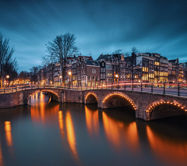 Bridge river lights night city #4 free wallpaper for tablet - medium preview image