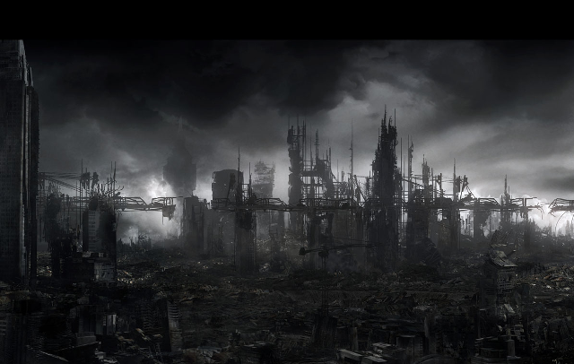 City tall buildings smoke clouds free wallpaper for desktop - medium preview image