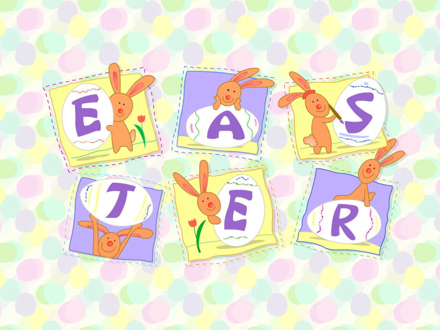 Bunny rabbit easter lettering image free wallpaper for desktop - medium preview image