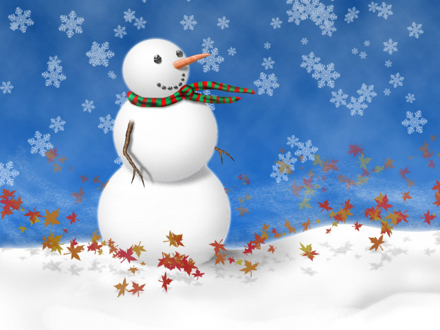 Snowman scarf hat snow stars free wallpaper for desktop - medium preview image