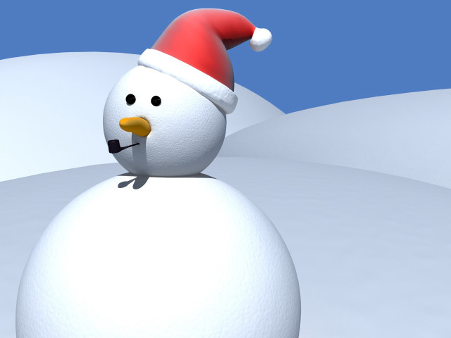 Snowman santa hat snow blue free wallpaper for desktop - medium preview image