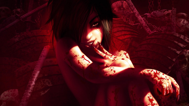 Woman blood hands chest body free wallpaper for desktop - medium preview image