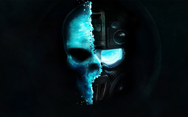 Skull blue light black background #2 free wallpaper for desktop - medium preview image