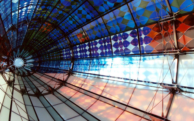 Colorful glass ceiling circles dots free wallpaper for desktop - medium preview image