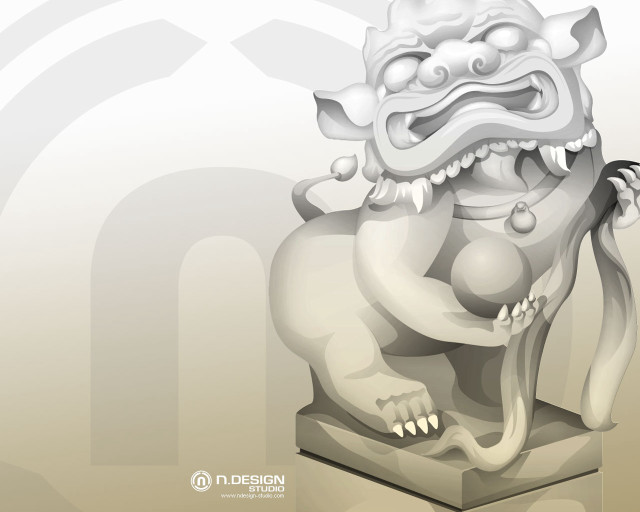 Lion statue large head tail free wallpaper for desktop - medium preview image