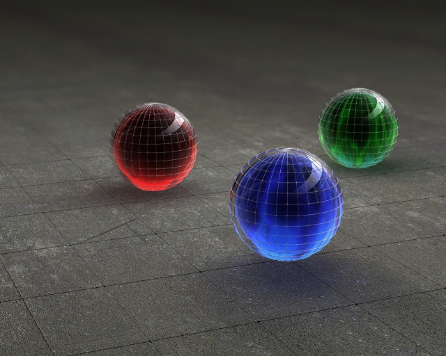 Three shiny balls tile floor free wallpaper for desktop - medium preview image
