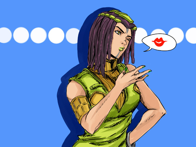 Woman green dress speech bubble free wallpaper for desktop - medium preview image