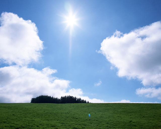 Green field blue sky clouds #63 free wallpaper for desktop - medium preview image