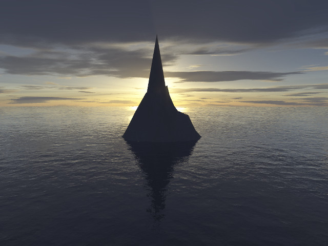 Tall tower ocean sunset reflection free wallpaper for desktop - medium preview image