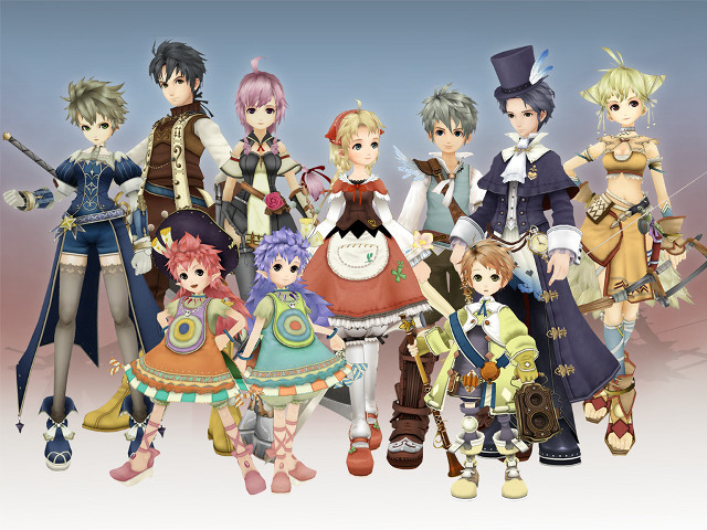 Anime characters group blue sky free wallpaper for desktop - medium preview image