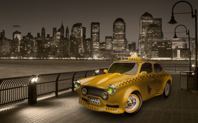 Taxi bridge water city skyline #3 free wallpaper for desktop - medium preview image