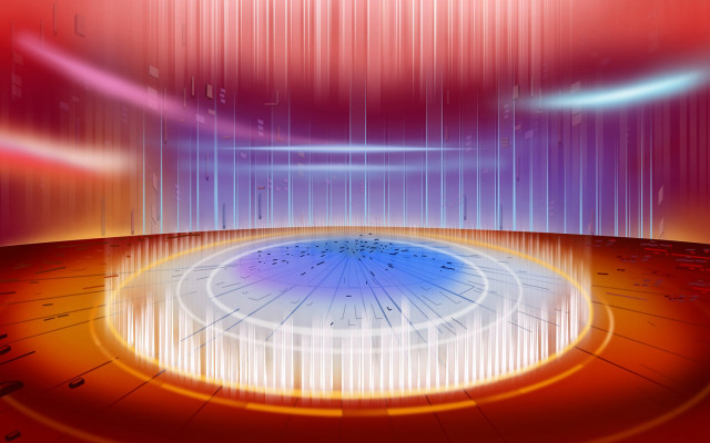 Circular stage blue red light free wallpaper for desktop - medium preview image