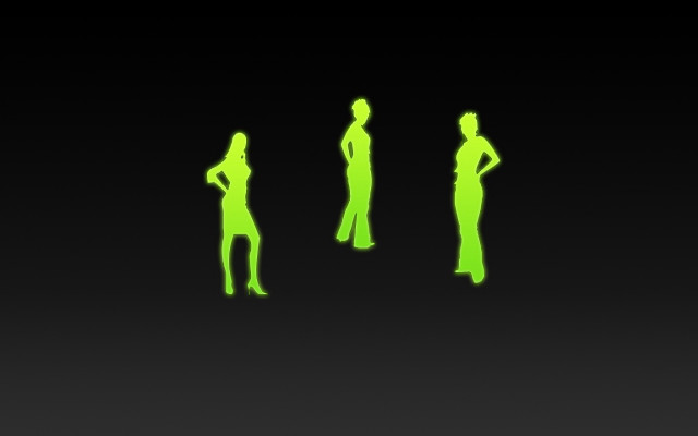 Three silhouettes people green black #2 free wallpaper for desktop - medium preview image