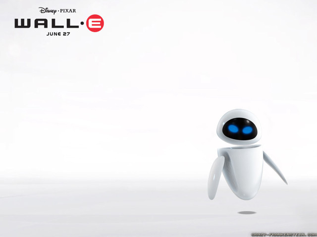 White robot blue eyes wall free wallpaper for desktop - medium preview image