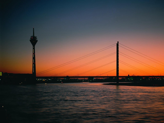 Sunset bridge tower water view #4 free wallpaper for desktop - medium preview image
