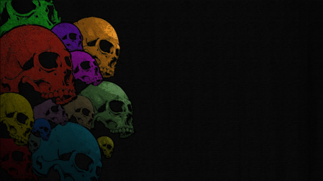 Skulls lined up black background free wallpaper for desktop - medium preview image
