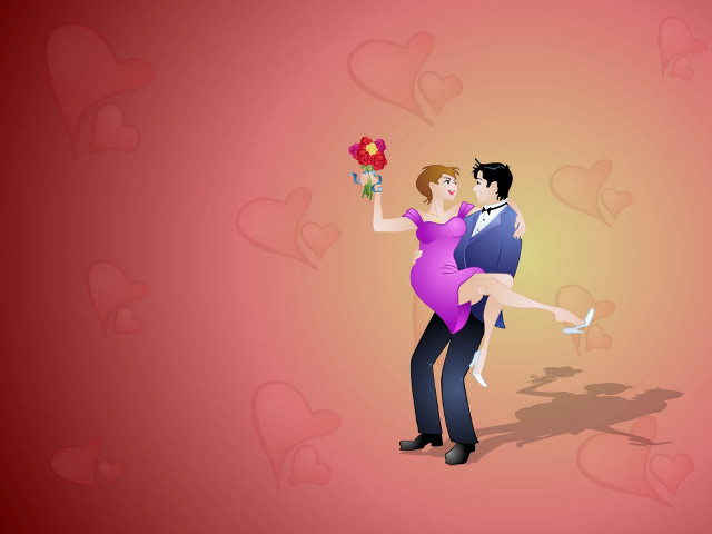 Man holding woman hearts red #3 free wallpaper for desktop - medium preview image