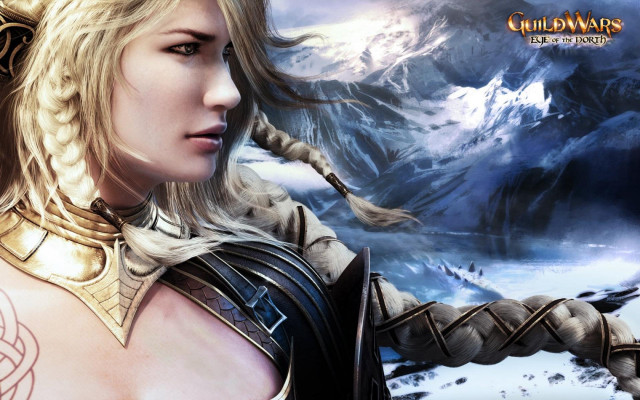 Woman sword mountain snow clouds free wallpaper for desktop - medium preview image