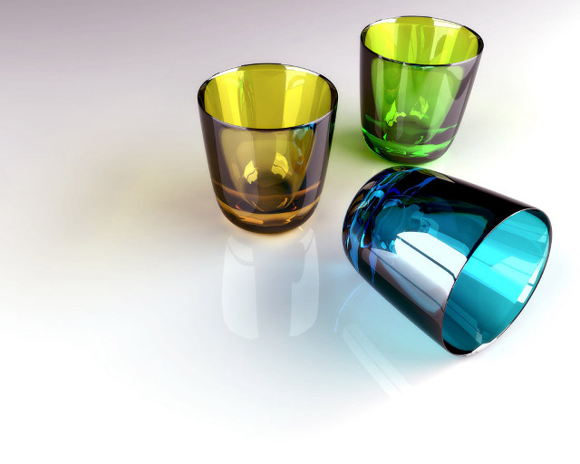 Three glass cups white surface free wallpaper for desktop - medium preview image