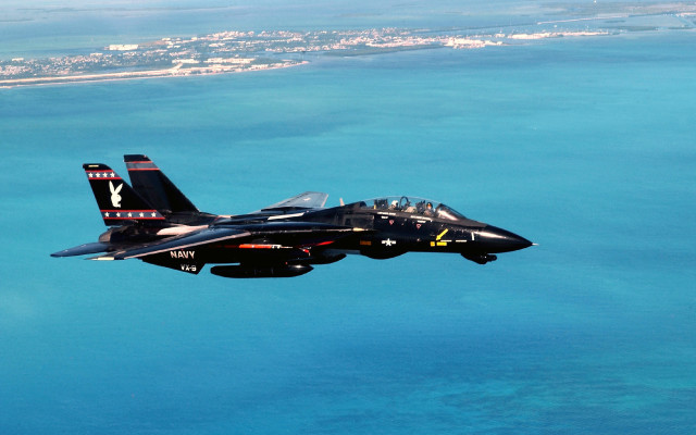 Fighter jet ocean city blue free wallpaper for desktop - medium preview image