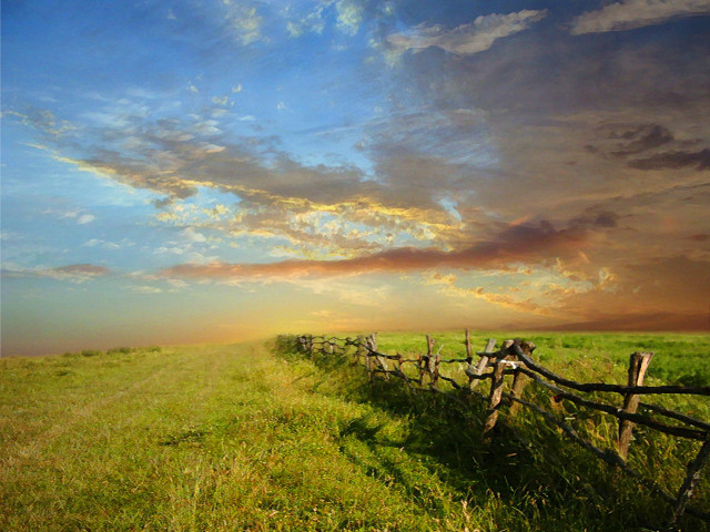 Fence field sky background grass #2 free wallpaper for desktop - medium preview image