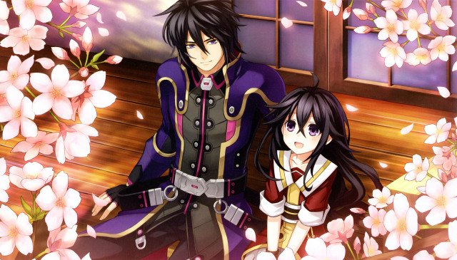 Anime characters bench flowers window free wallpaper for desktop - medium preview image