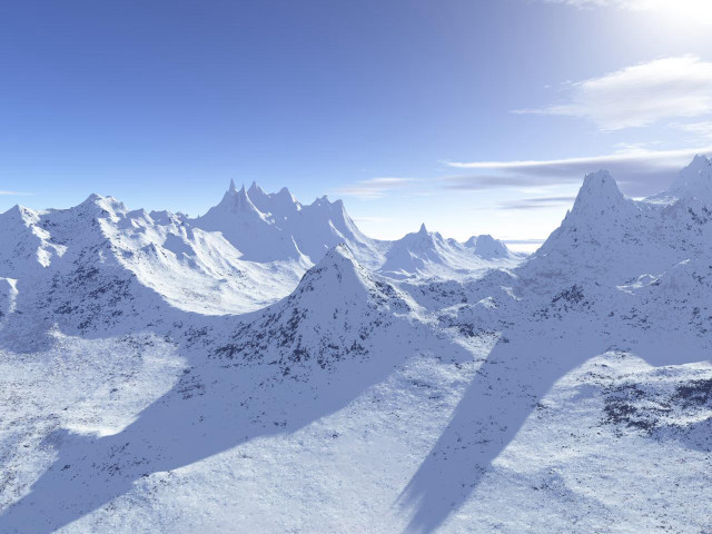 Snow covered mountain range sunny free wallpaper for desktop - medium preview image